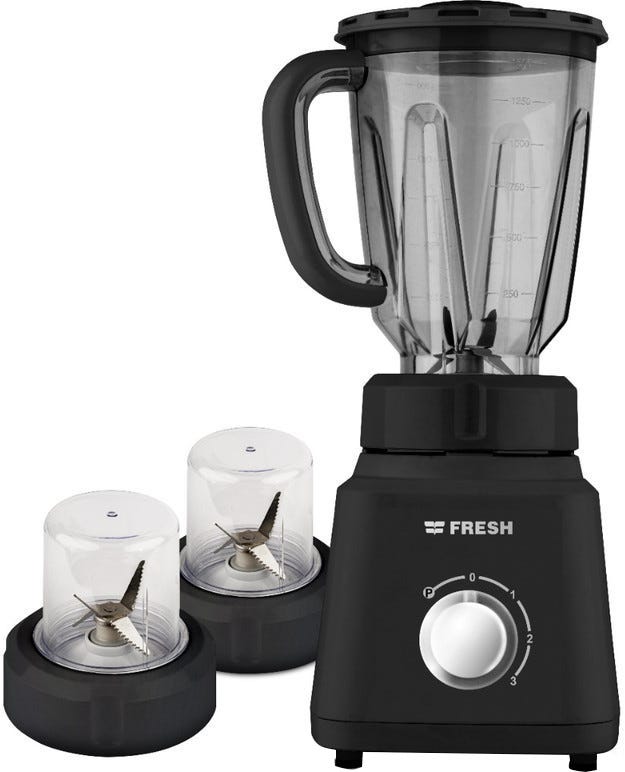 Fresh Chef Countertop Blender, 360 Watt, 1.5 Liter, 2 Grinder - Black
