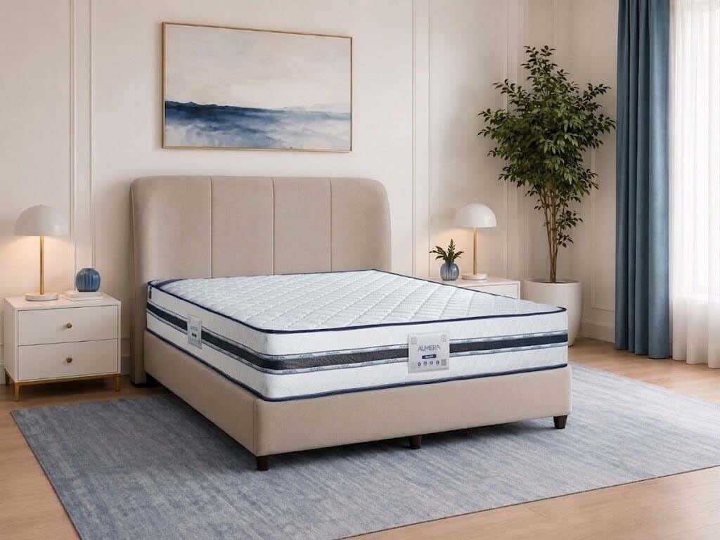 Elite Alalmeramattresses With Spiral Interlock Springs And Firmness, 31 Cm Thick, 190 × 120 Cm - White