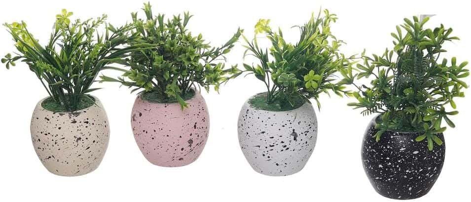 Plastic Clay Planter Pot, 4 Pieces - Multicolor