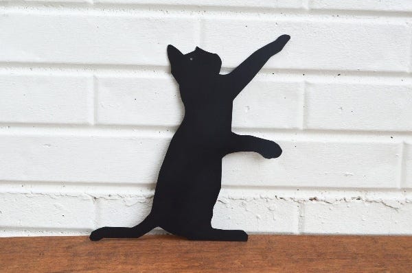 MDF Playing Cat Wall Hanging Art, 110X75X0.5 Cm - Black