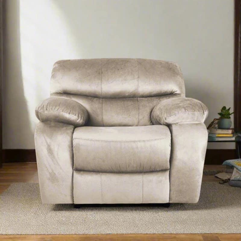 Lazy Boy Chair, 3-Motion Mechanism, 100x90x105 cm, Beech Wood - Beige