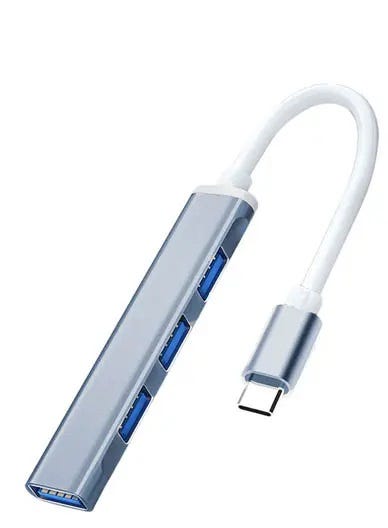 Coteetci 83005 USB-C to Port USB-A Mini Hub, 4 Ports, Com.with Laptops & PC - Grey