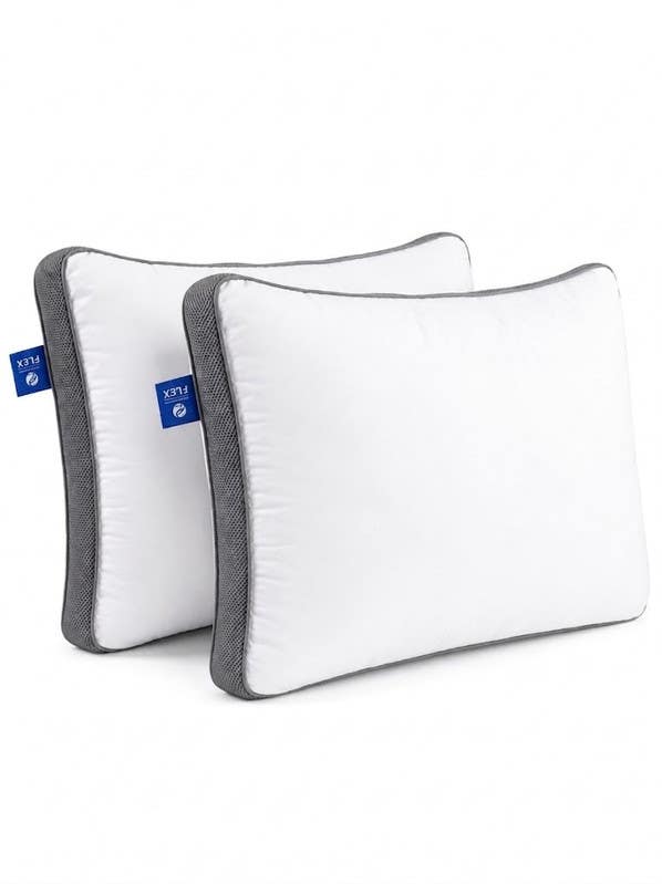 Fiber bed cushion, 2 pieces, 70x50 cm - White