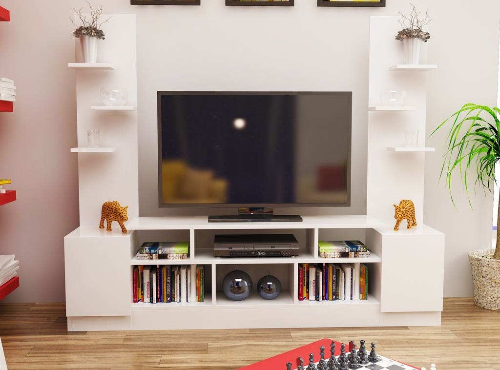 MDF Wooden Screen Unit, 150×180×32 cm - White