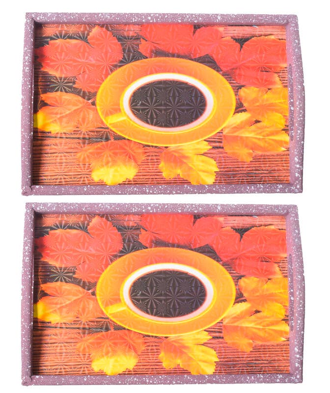 Wood Tray Set, 2 Pieces - Multicolor