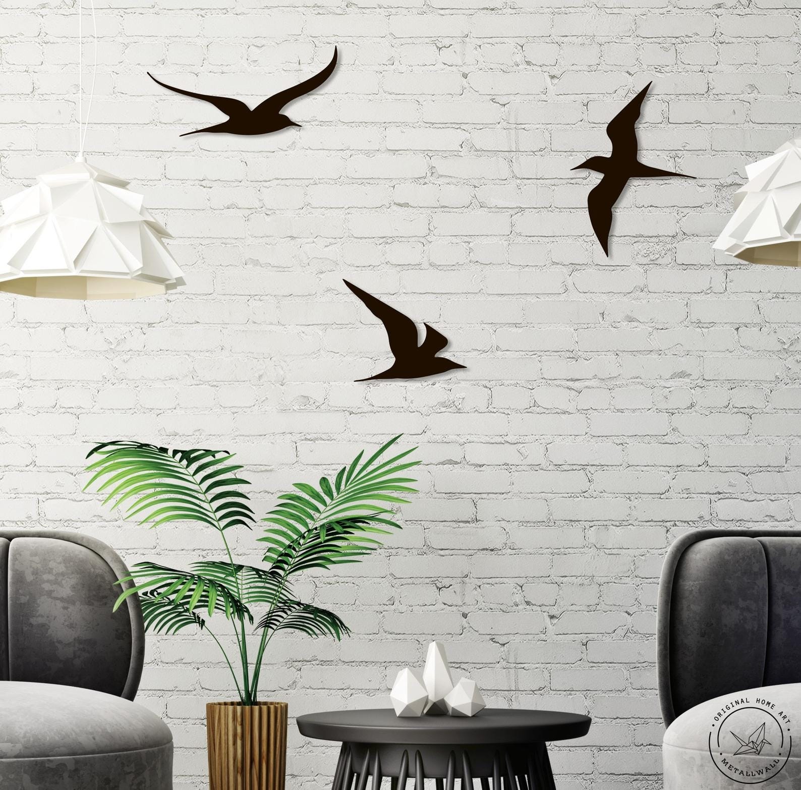 MDF Flying Birds Wall Hanging Décor, 100X100X0.5 Cm - Black