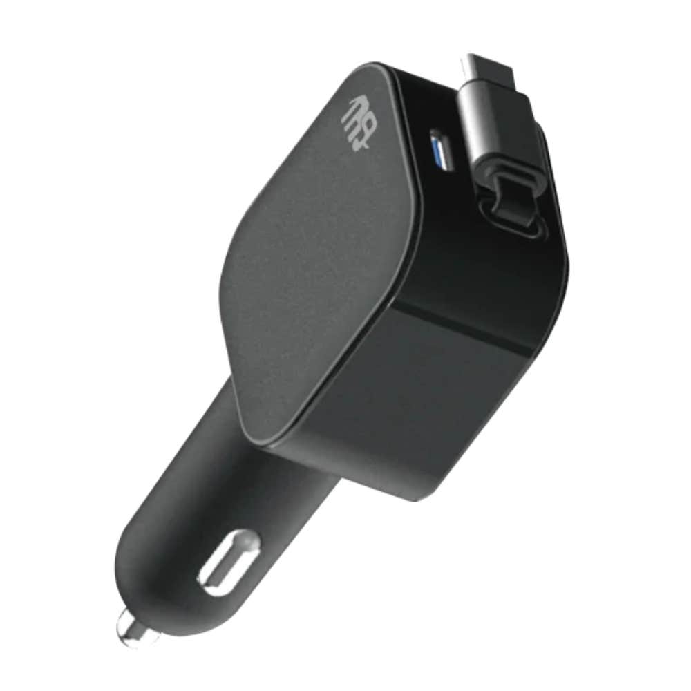 NINE CAR CHARGER RAPID POWER 100W TWO PORT ( 1 PD ) RETRACTABLE 100W