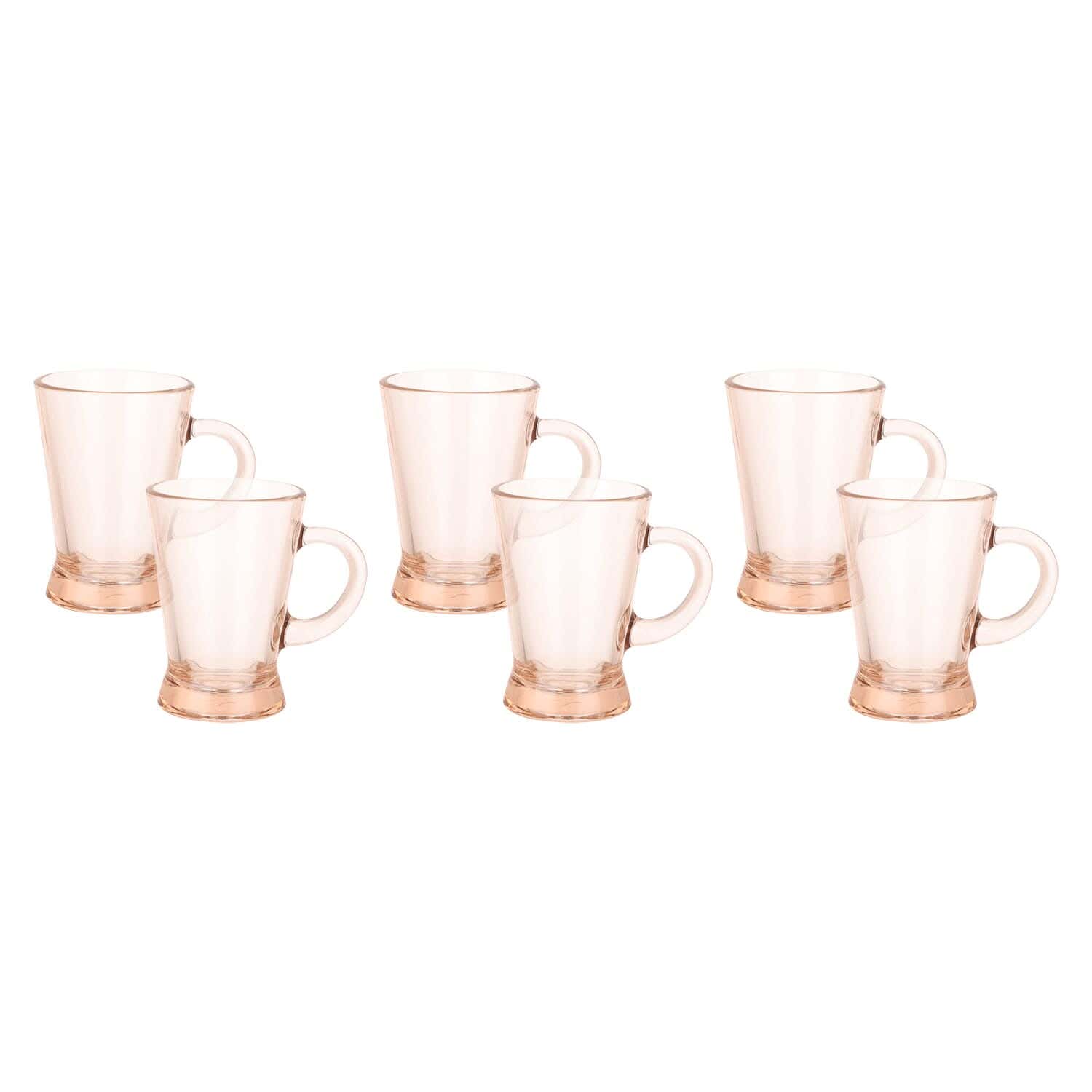 Pasabahce Glass Mug Set, 6 Pieces, 180 ml - Brown