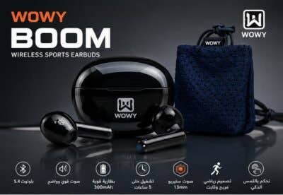 Wowy Boom Wireless Sports Earbuds With Bluetooth 5.4, 13Mm Drivers, Touch Control & 300Mah Charging Case