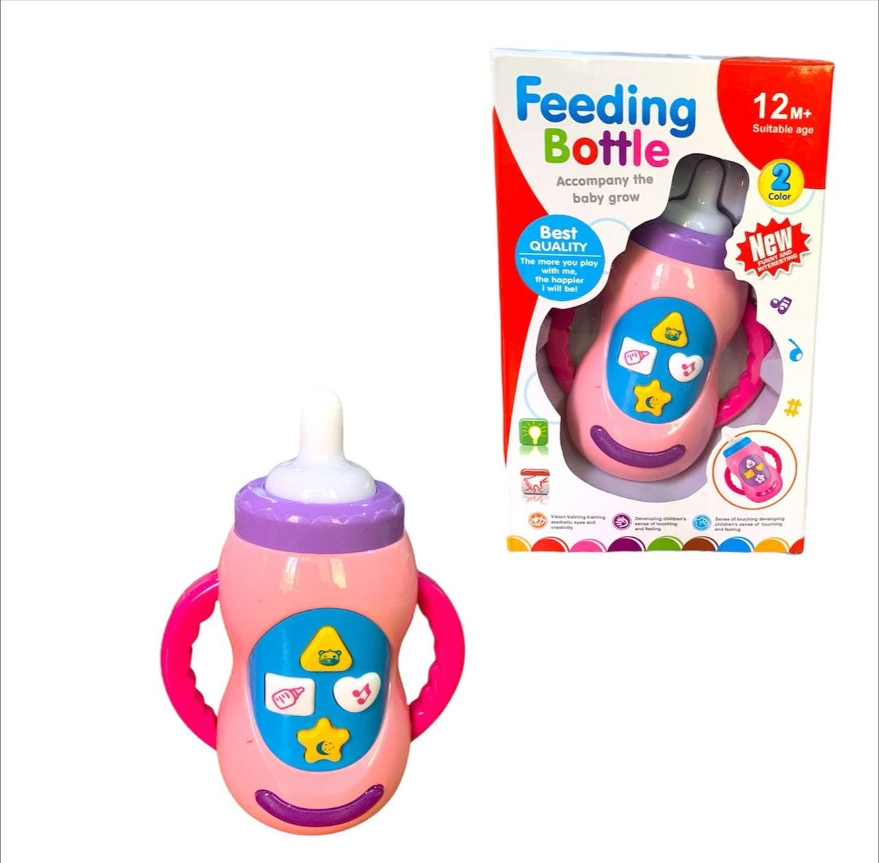 Alsafwa W25-182-1 Musical Baby Bottle Toy for Unisex Children - Pink