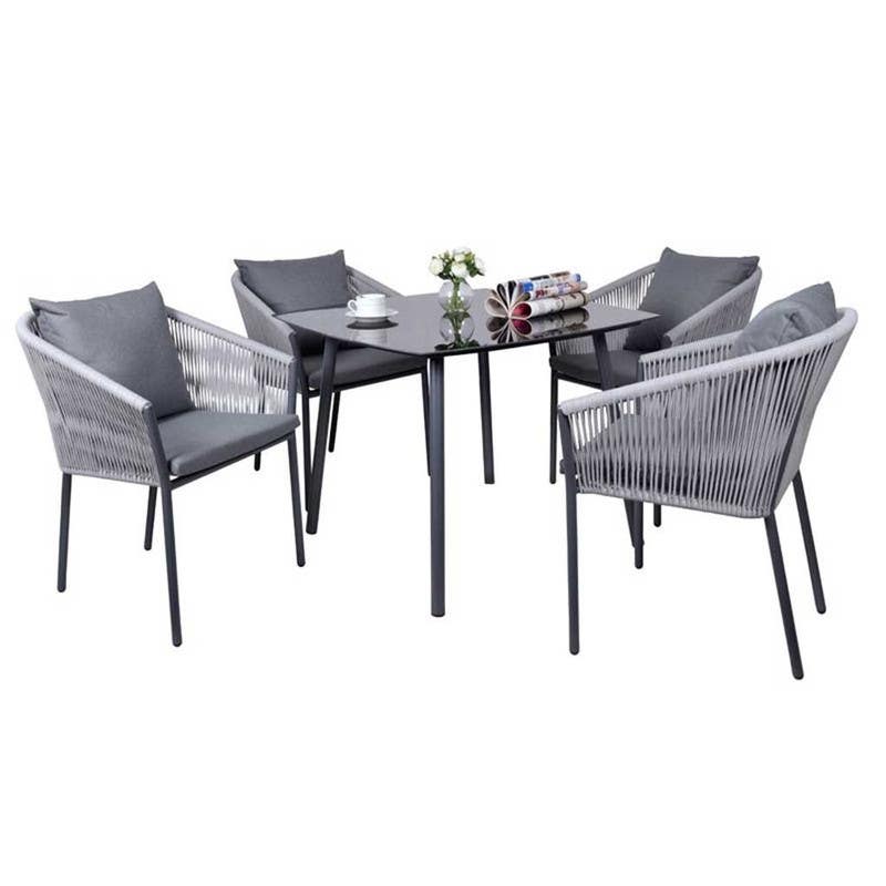 Outdoor Furniture Set, 5 Pieces, Metal - Grey