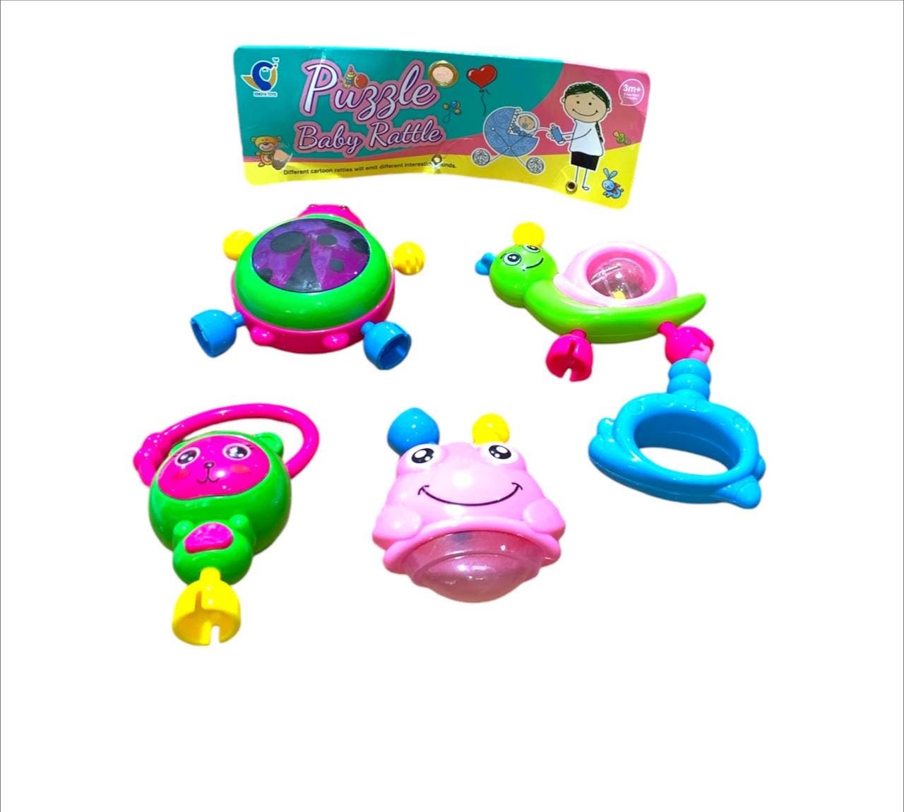 Alsafwa W25-195 Baby Rattles Toy for Unisex Children, 5 Pieces - Multicolor