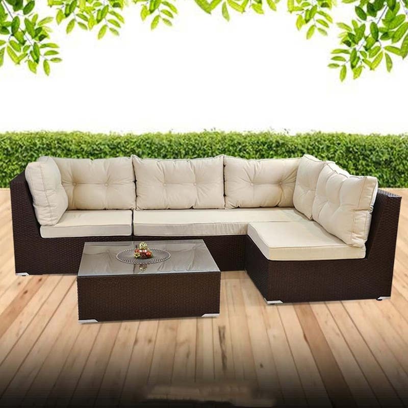 Outdoor Furniture Set, 3 Pieces, Rattan - Brown Beige