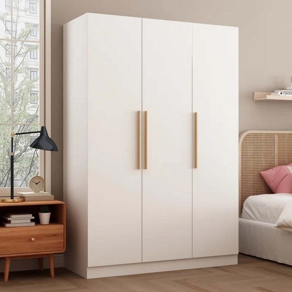 Wardrobe MDF Wood Covered With HPL Layer, 200×150×45 cm - White