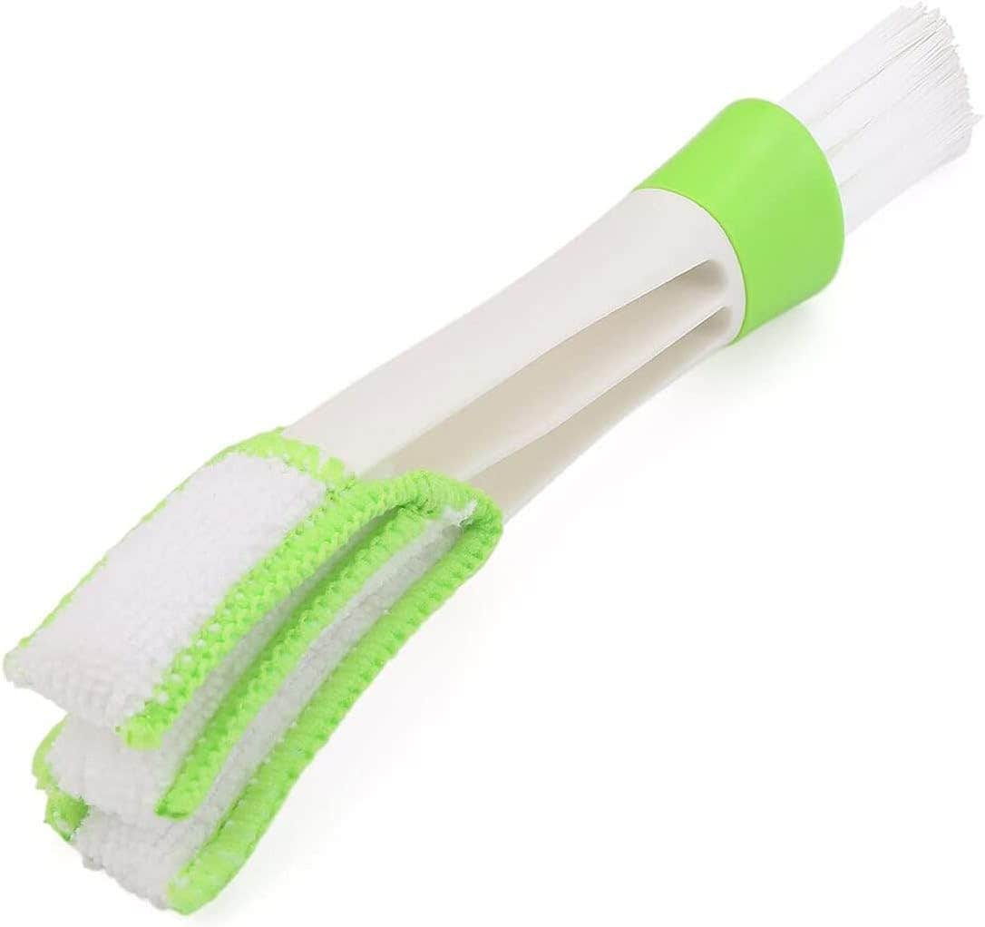 Double Ended Car Air Conditioner Vent Outlet Cleaning Brush - White Green