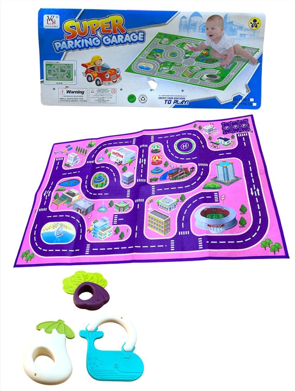 Alsafwa W25-208 Baby Play Mat With Teethers for Unisex Children - Multicolor
