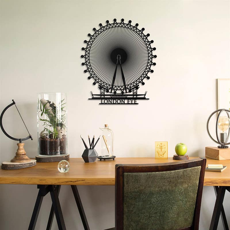 Decorative Wall Hanging, MDF Wood, 95×95×0.5 - Black
