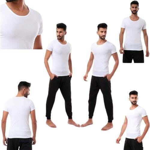 Dice Cotton Men Half Sleeve Undershirts Set, M, 4 Pieces - White