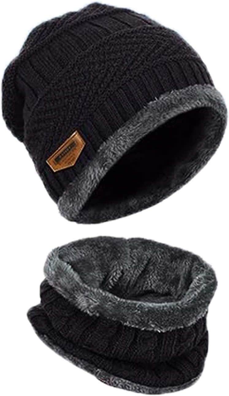 Kawior Fleece Winter Beanie Hat Set, One Size, 2 Pieces - Black