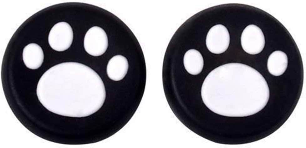 Queendream Silicone Controller Thumb Grips Caps for PlayStation, Xbox One, 4 Pieces - White Black