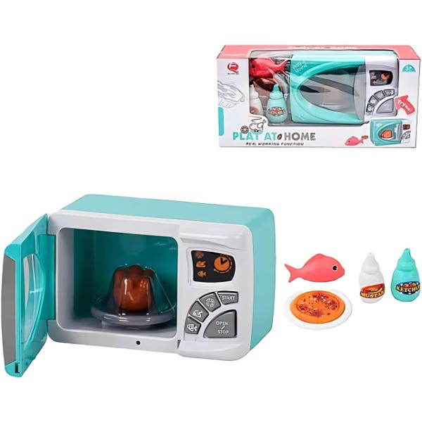 Children's Microwave Oven with Lights and Sound Effects, Battery Operated, Turquoise - 26134G