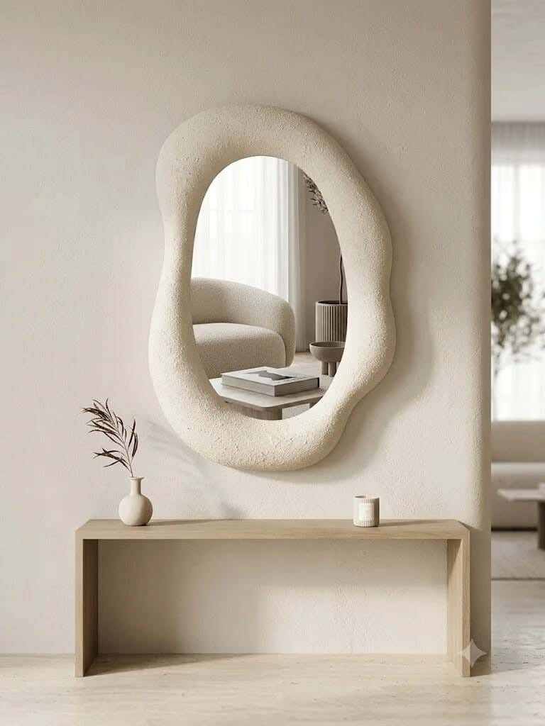 Joky Fiberglass Lighted Mirror, 35×45 cm - Off White