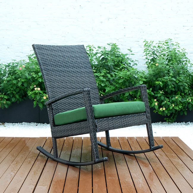 Rattan Rocking Chair, 100x95x65 cm - Black