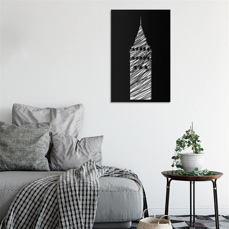 Decorative Wall Hanging, MDF Wood, 68×105×0.5 - Black