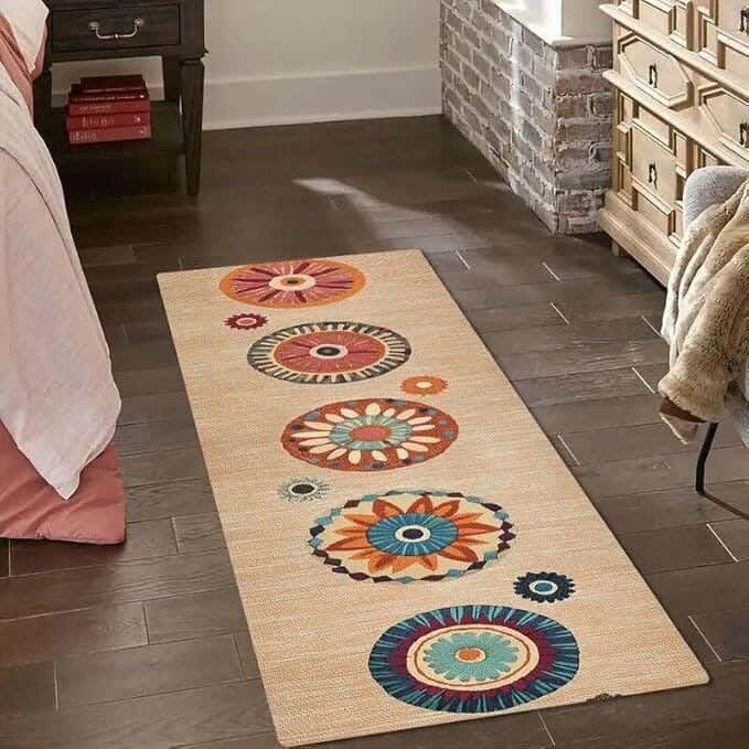 Line Sleep Dots Fabric Door Mat, 100x200 cm - Multicolor