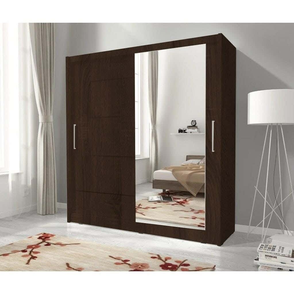 Wardrobe MDF Wood Covered With HPL Layer, 220×120×50 cm - Brown