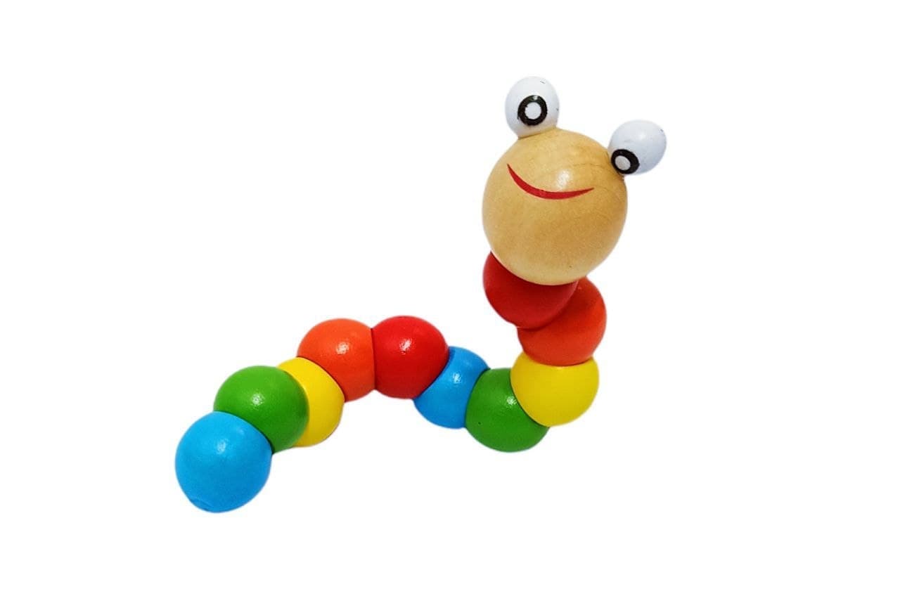 Alsafwa W25-30 Moving Wooden Worm Toy for Unisex Children - Multicolor