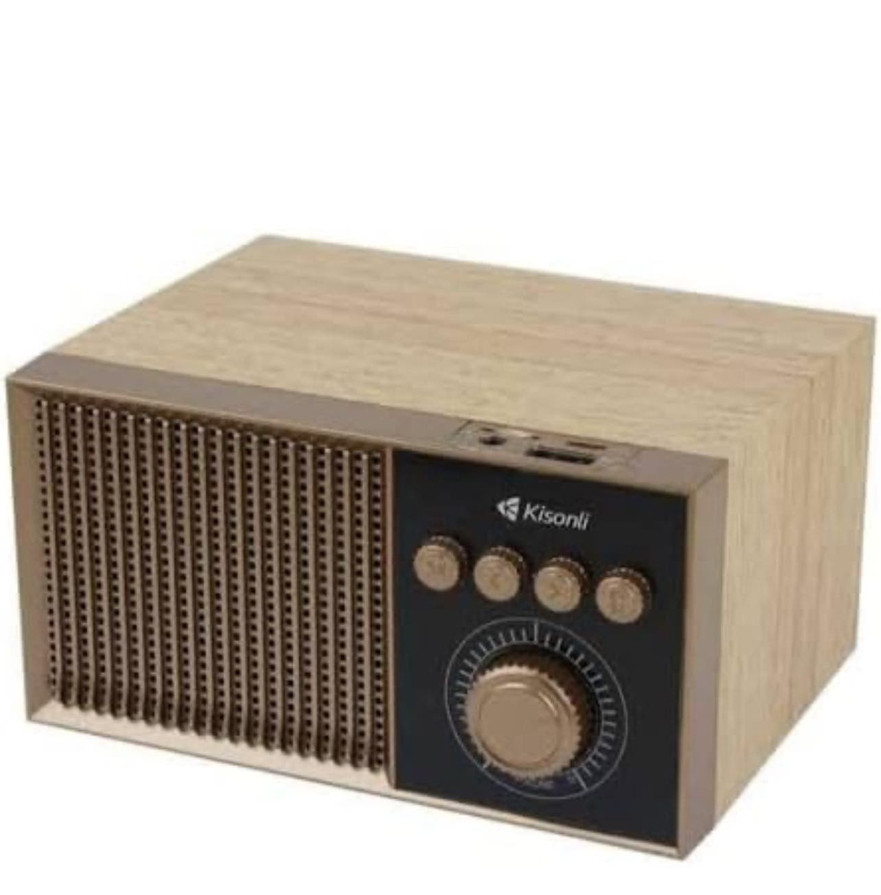 Kisonli Bluetooth Wooden Music Speaker Box, G10 - Gold