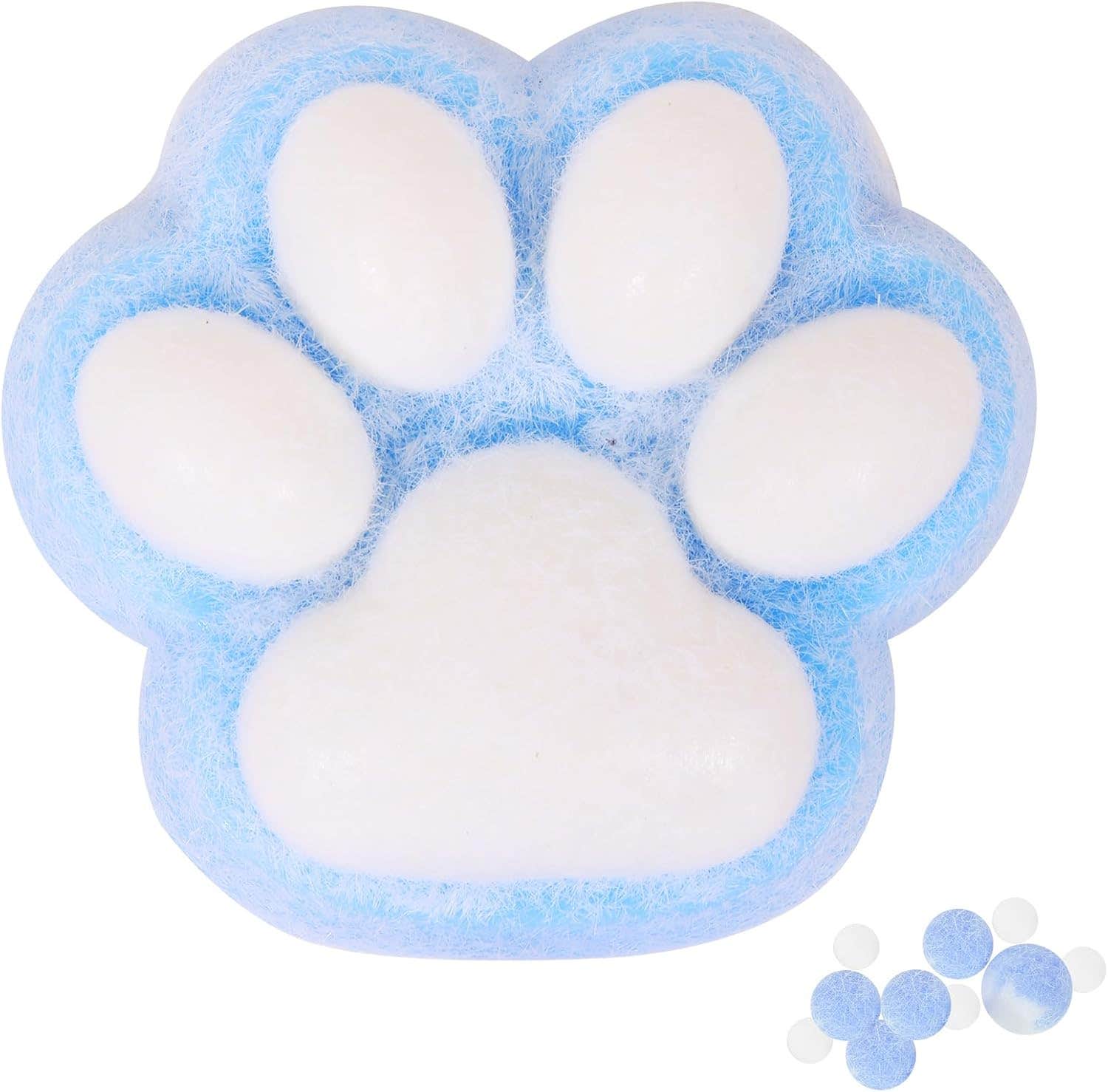 Jiacai Stress Relief Design Blue Squishy Cat Paw Squishy Toy, 5 Inch - Blue White
