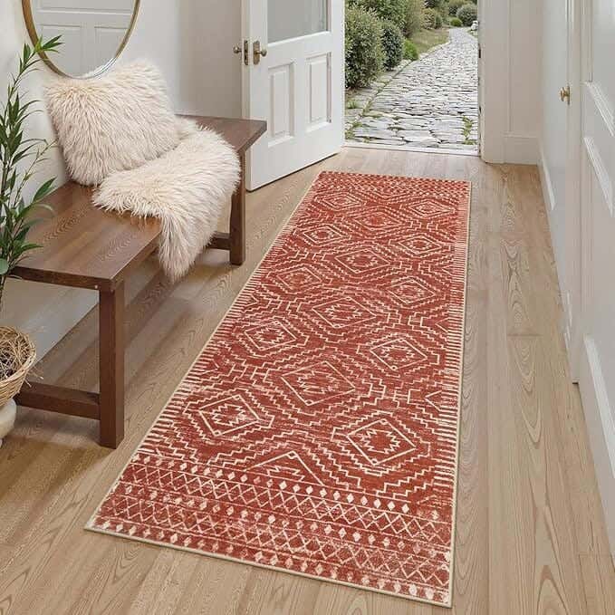Line Sleep Dots Fabric Door Mat, 100x200 cm - Multicolor