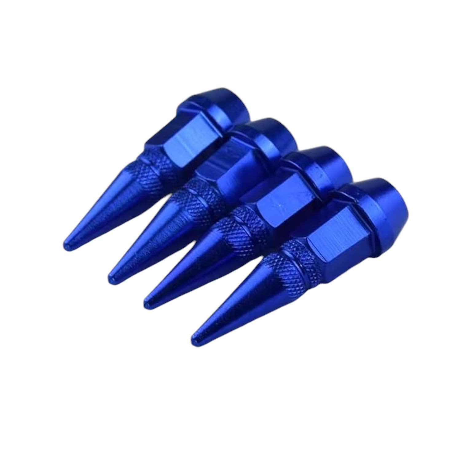 Aluminum Tire Valve Cap, 4 Pieces - Blue