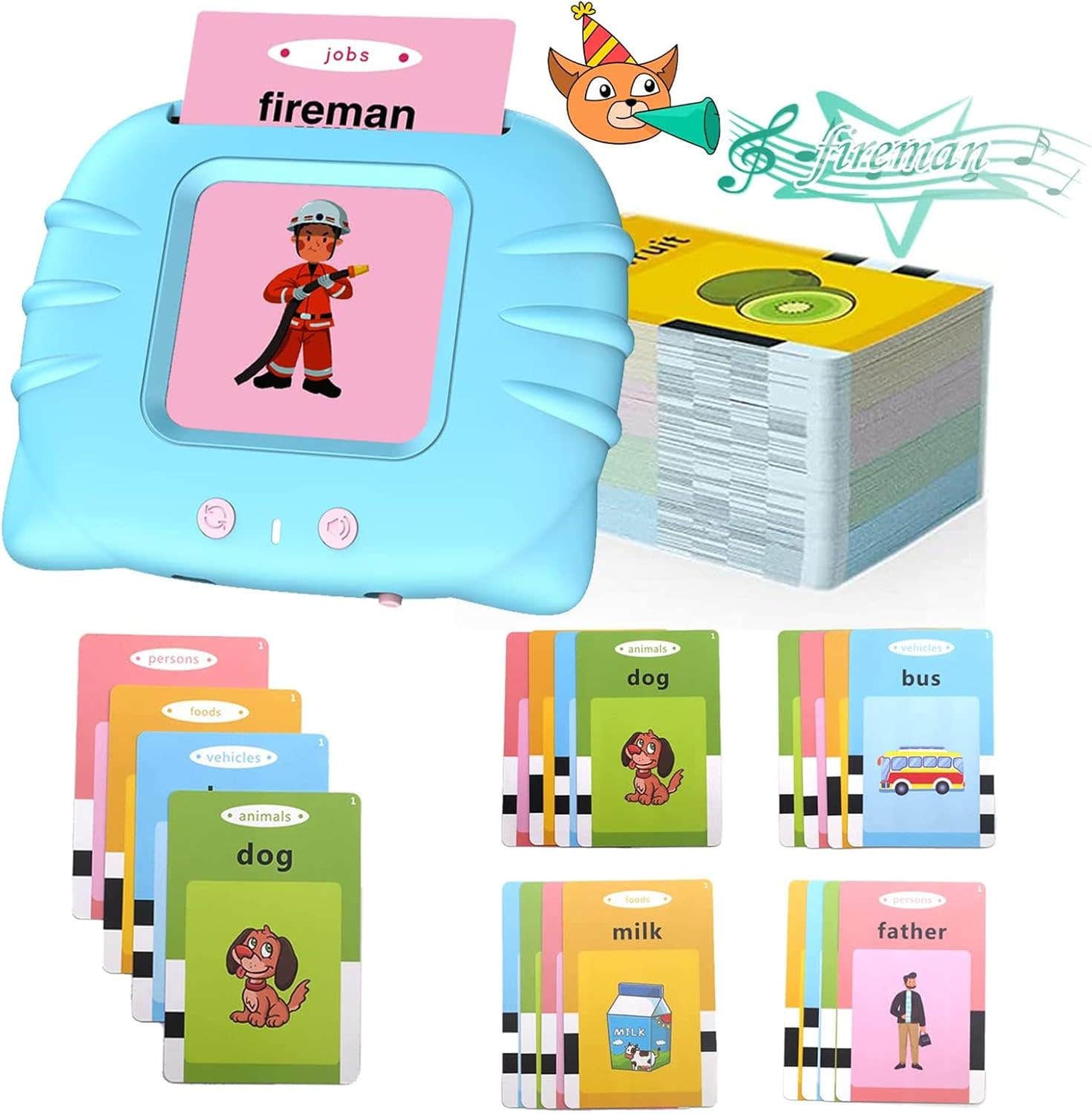 Burdean Audible Design Plastic Flash Cards, 112 Pieces - Multicolor