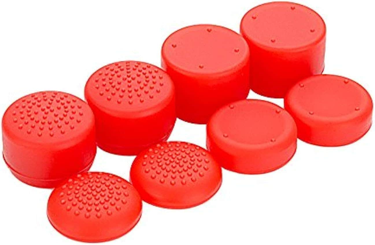 Extremerate Anti-slip Silicone Controller Thumb Grips Caps for PlayStation 4, 8 Pieces - Red