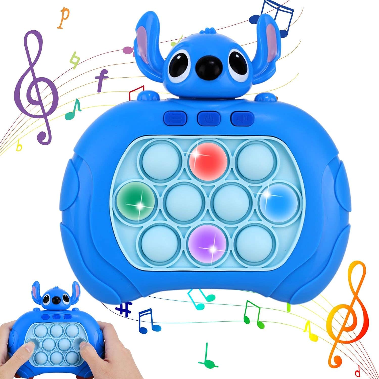 Foesihep Light Up Design Plastic Pop Pop It Fidget Toy - Blue