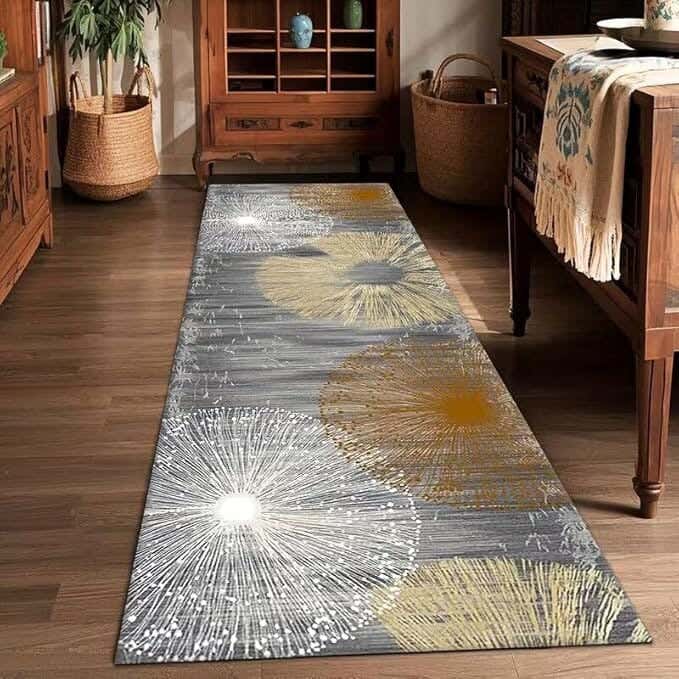 Line Sleep Dots Fabric Door Mat, 100x200 cm - Multicolor