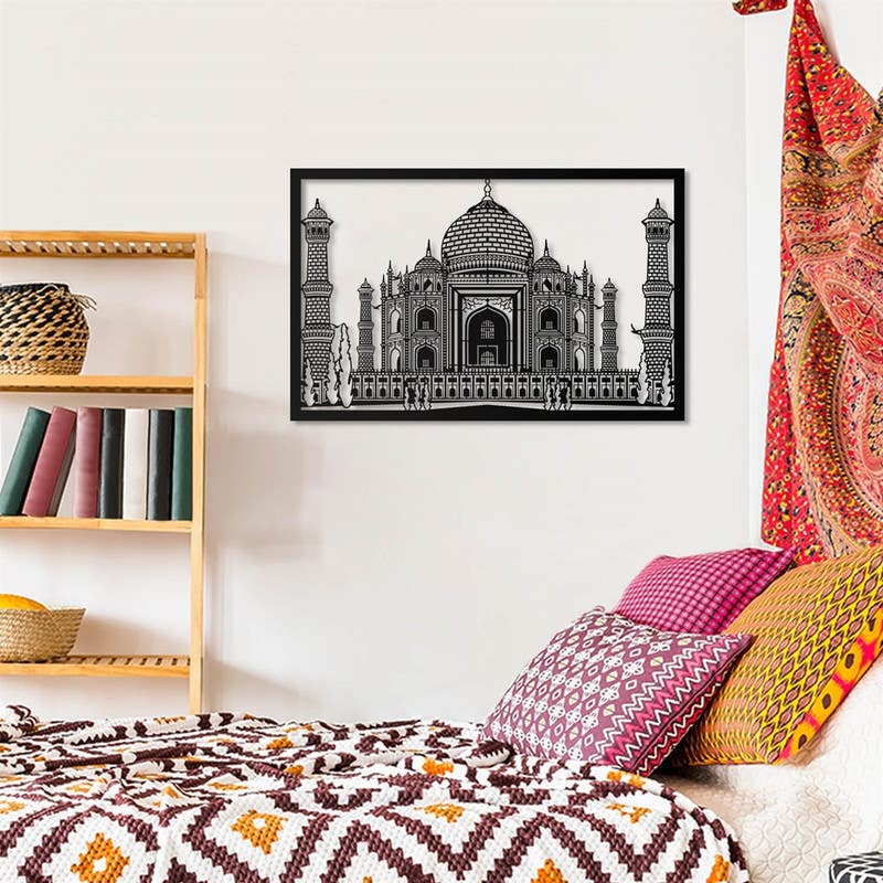 Decorative Wall Hanging, MDF Wood, 105×68×0.5 - Black