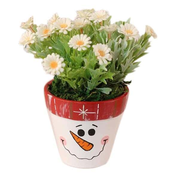 Pottery Plants Pot, 8×16 cm - White Red