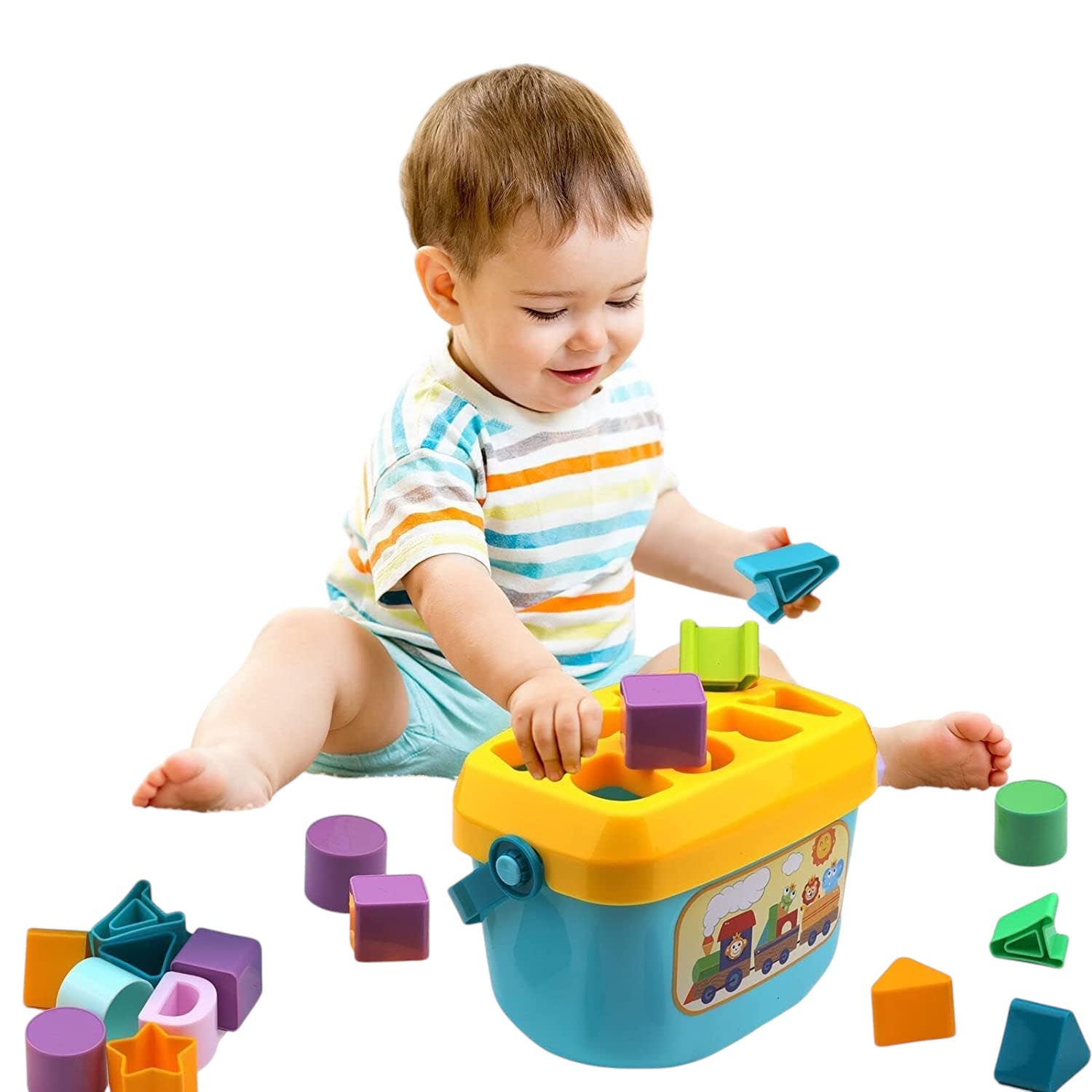 Mrud Plastic Block Toy, 16 Pieces - Multicolor