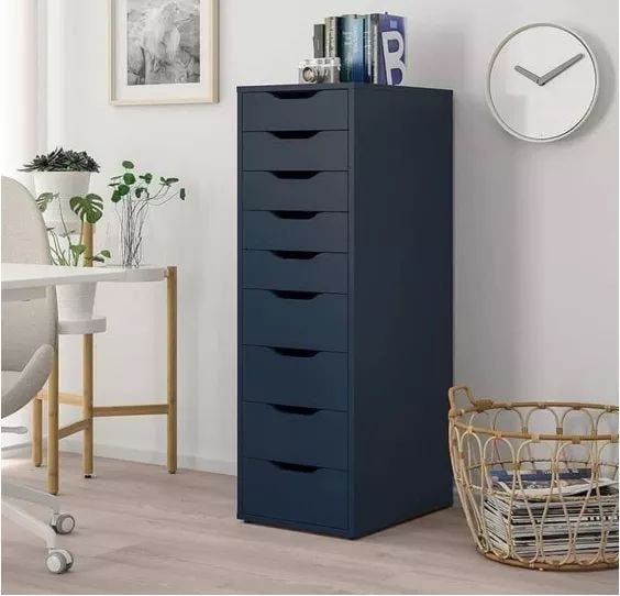 Spanish MDF Wood Storage Drawer Unit, 160×40×40 cm - Black