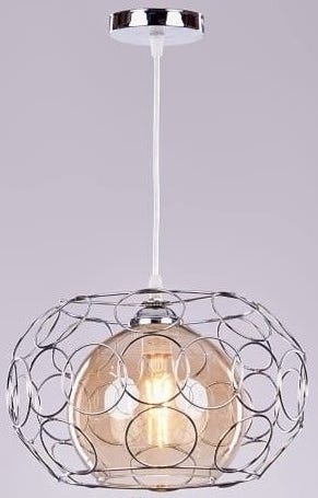 Steel Modern Ceiling Chandelier, 1 Bulb, 60x20 cm - Silver
