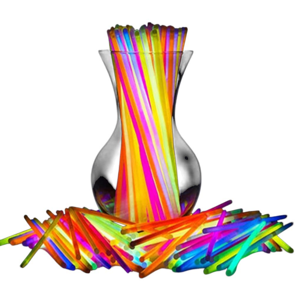 Glow in the Dark Design Plastic Party Supplies Glow Sticks , 8 Inch, 100 Pieces - Multicolor
