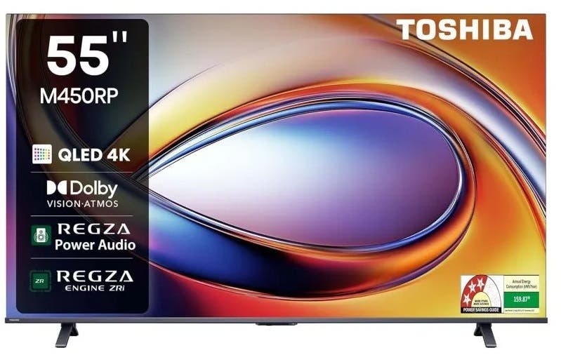 تلفزيون سمارت بدون إطار توشيبا، 55 بوصة، QLED، مزود برسيفر داخلى، 55M450RP - اسود