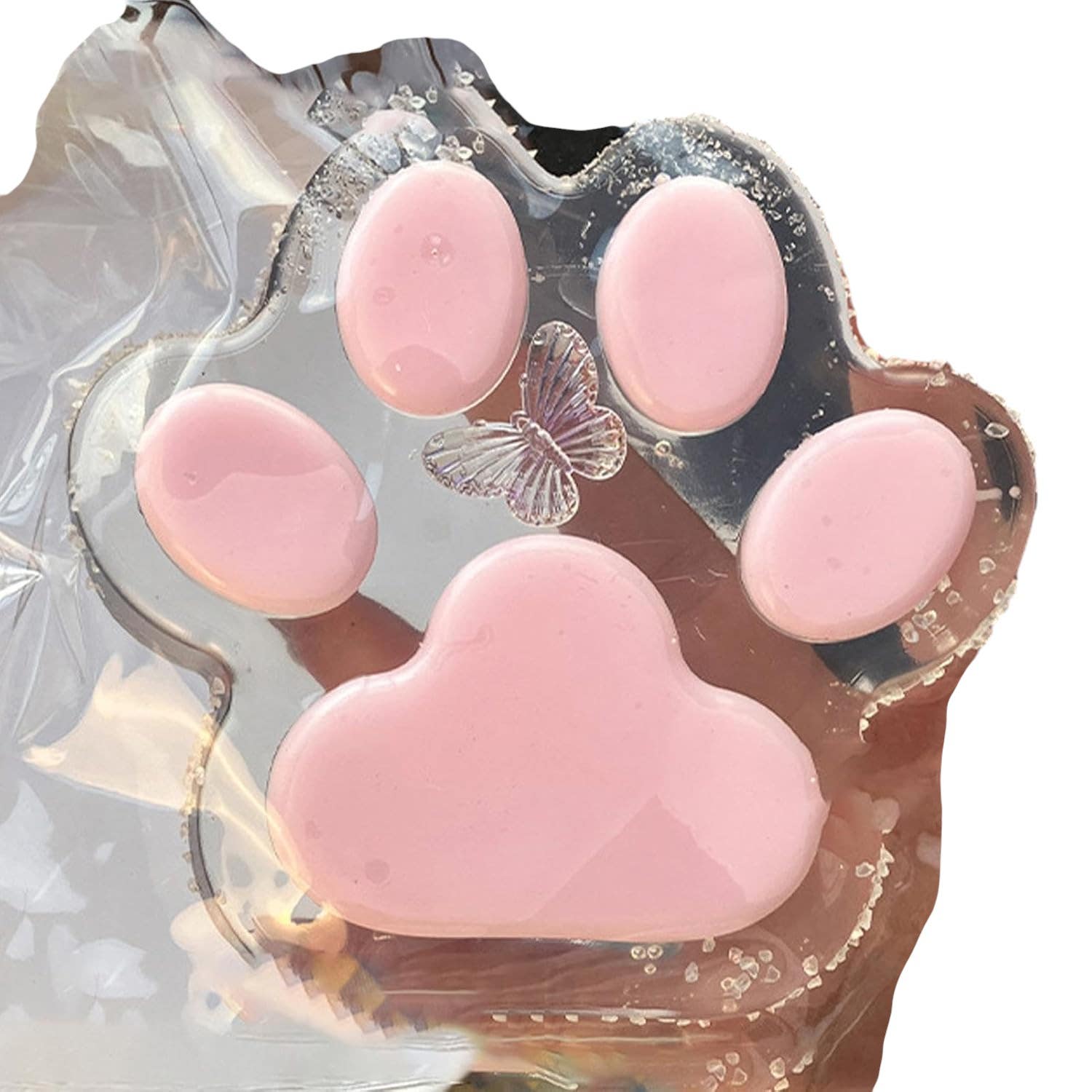 Qikam Stress Relief Design Silicone Cat Paw Squishies - Pink