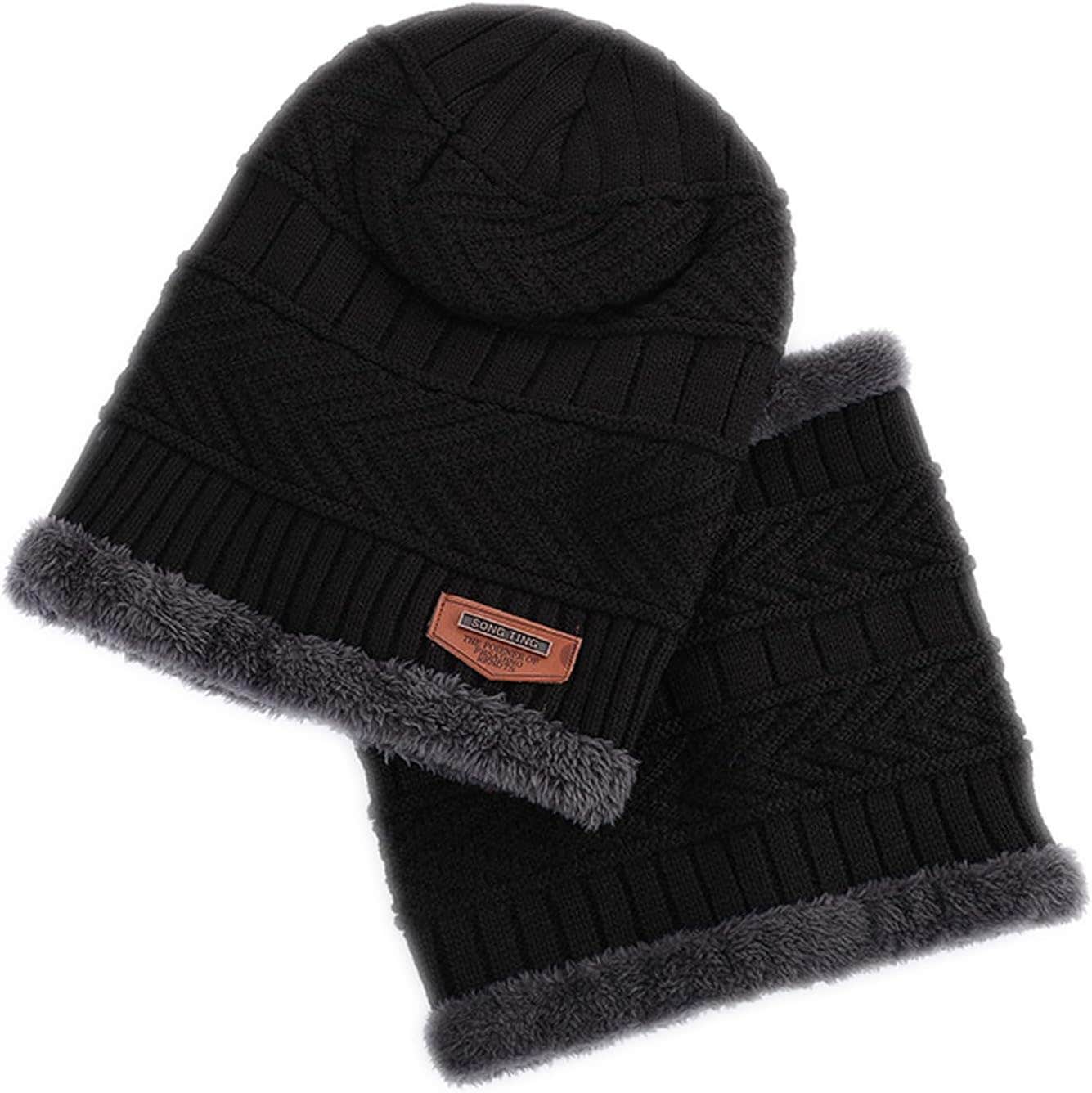 Beauenty Knit Thick Hat And Scarf Set, 2 Pieces - Black
