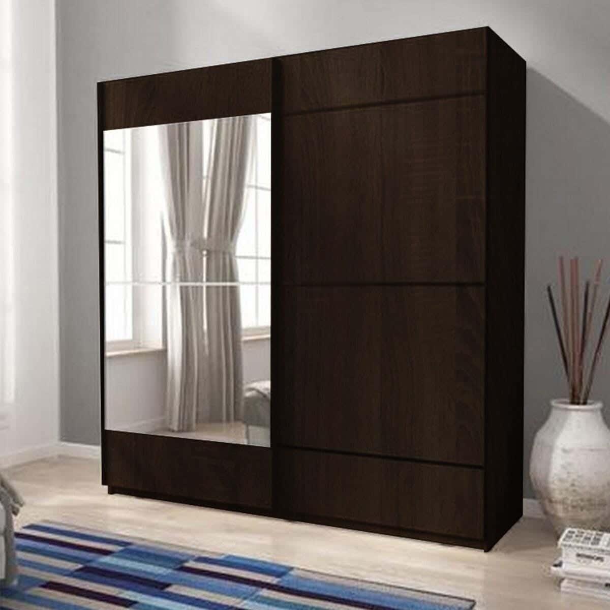 Wardrobe MDF Wood Covered With HPL Layer, 210×200×50 cm - Brown
