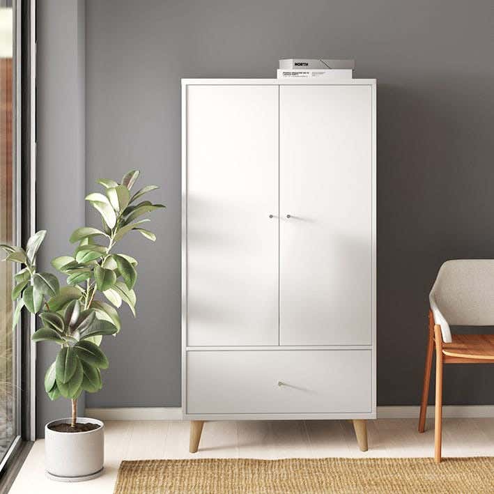 MDF Wood Wardrobe 2 Door, 80x45x180 Cm - White
